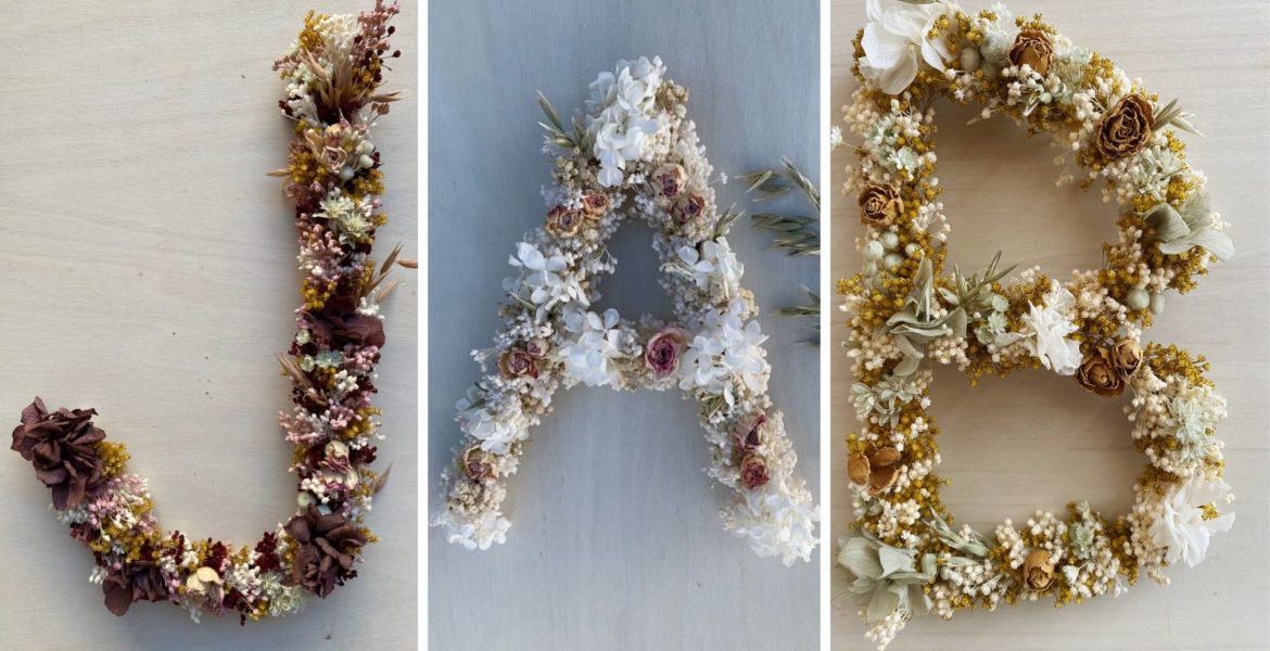 letras con flores preservadas Camomile Bouquet