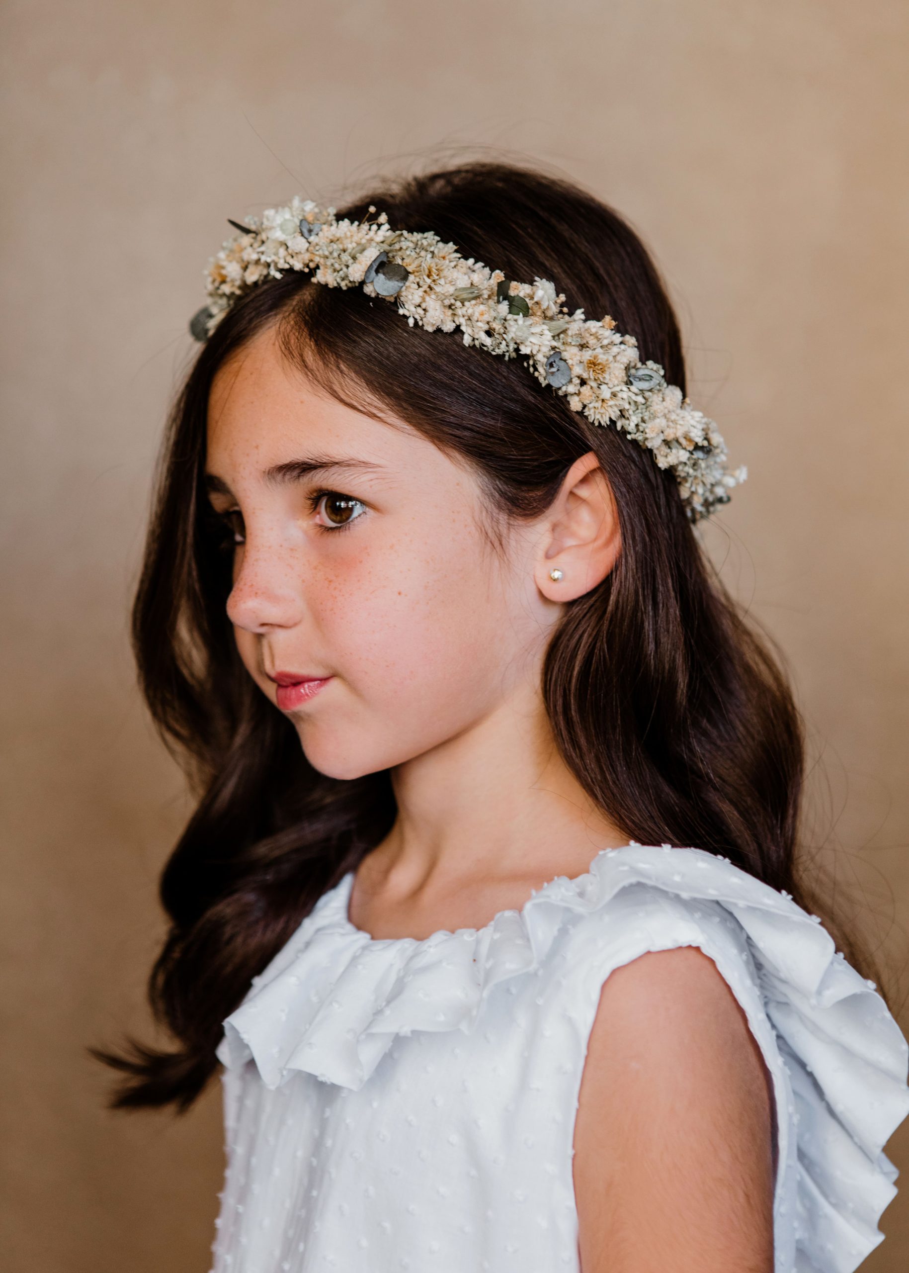 Corona de flores preservadas niña - Silvestre - Camomile Bouquet