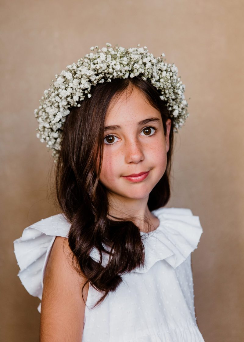 Diadema y corona niña paniculata fresca - Camomile Bouquet