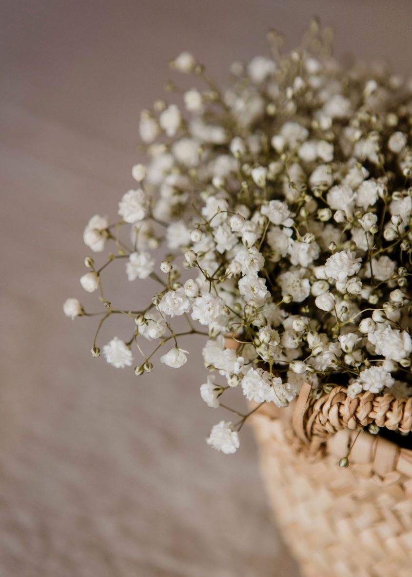 Cesta de mimbre de paniculata fresca - Camomile Bouquet (4)-min