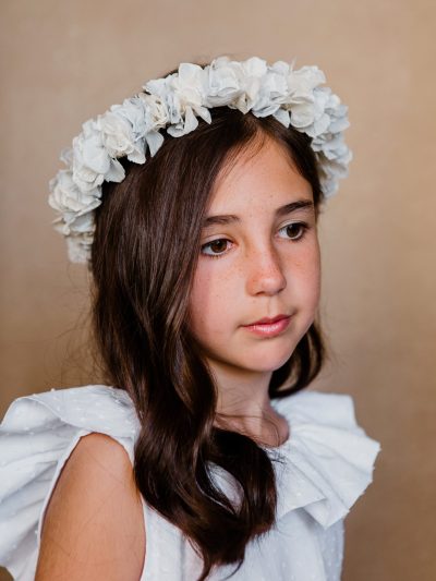 Corona de flores preservadas niña - Hortensias - Camomile Bouquet (2)-min