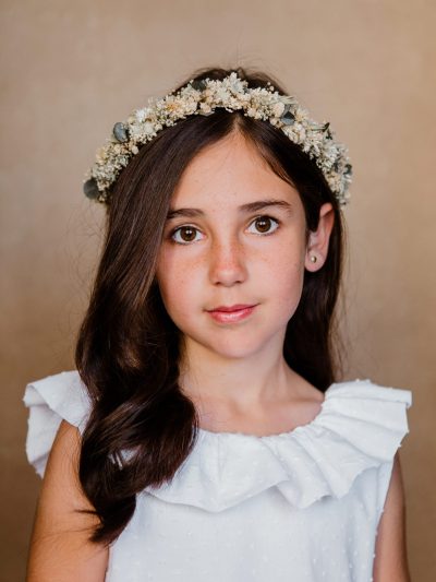 Corona flores preservadas niña - Silvestre - Camomile Bouquet (3)-min