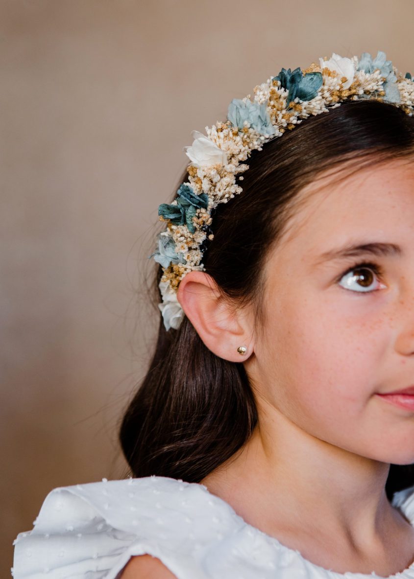 Diadema flores preservadas niña - Romántica - Camomile Bouquet (1)-min