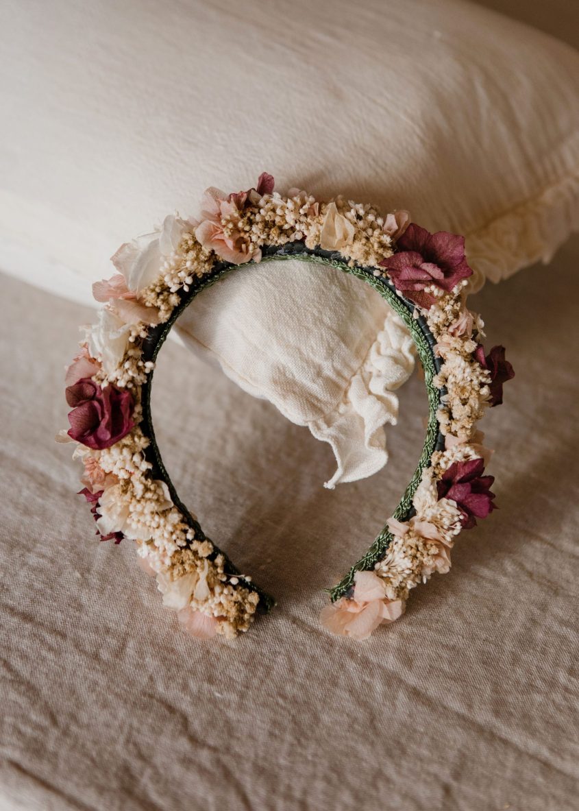 Diadema flores preservadas niña - Romántica - Camomile Bouquet (12)-min