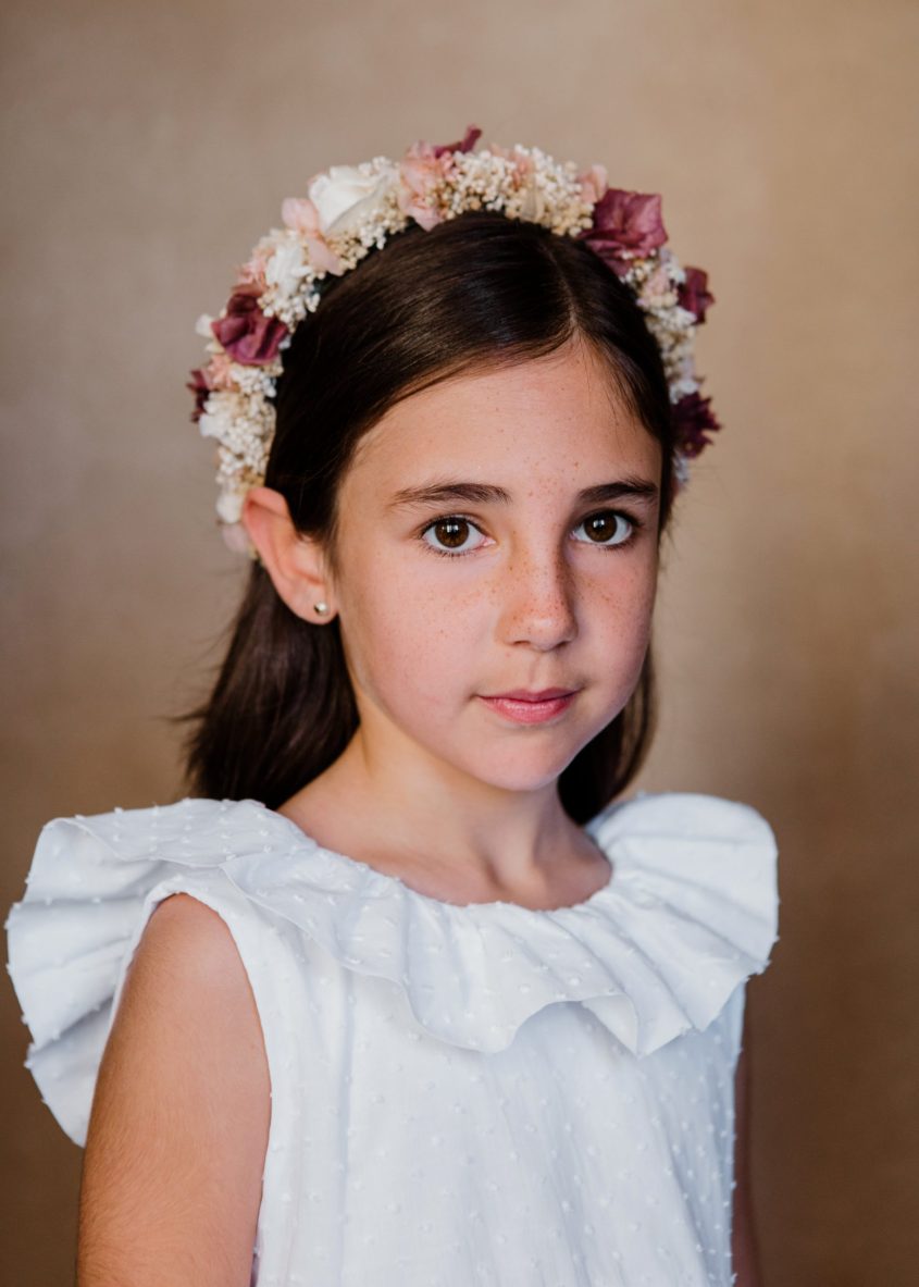 Diadema flores preservadas niña - Romántica - Camomile Bouquet (4)-min