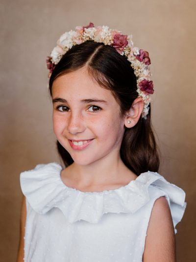 Diadema flores preservadas niña - Romántica - Camomile Bouquet (5)-min