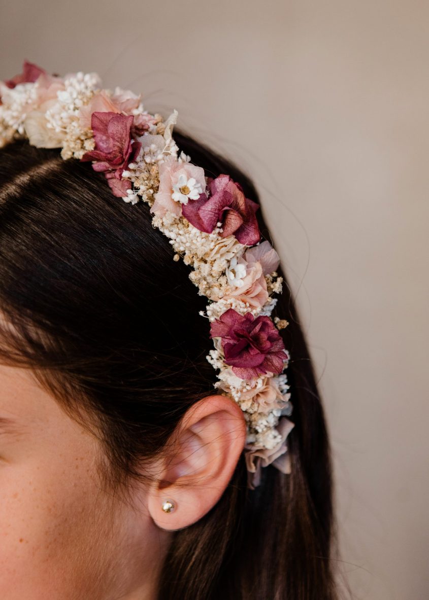 Diadema flores preservadas niña - Romántica - Camomile Bouquet (6)-min