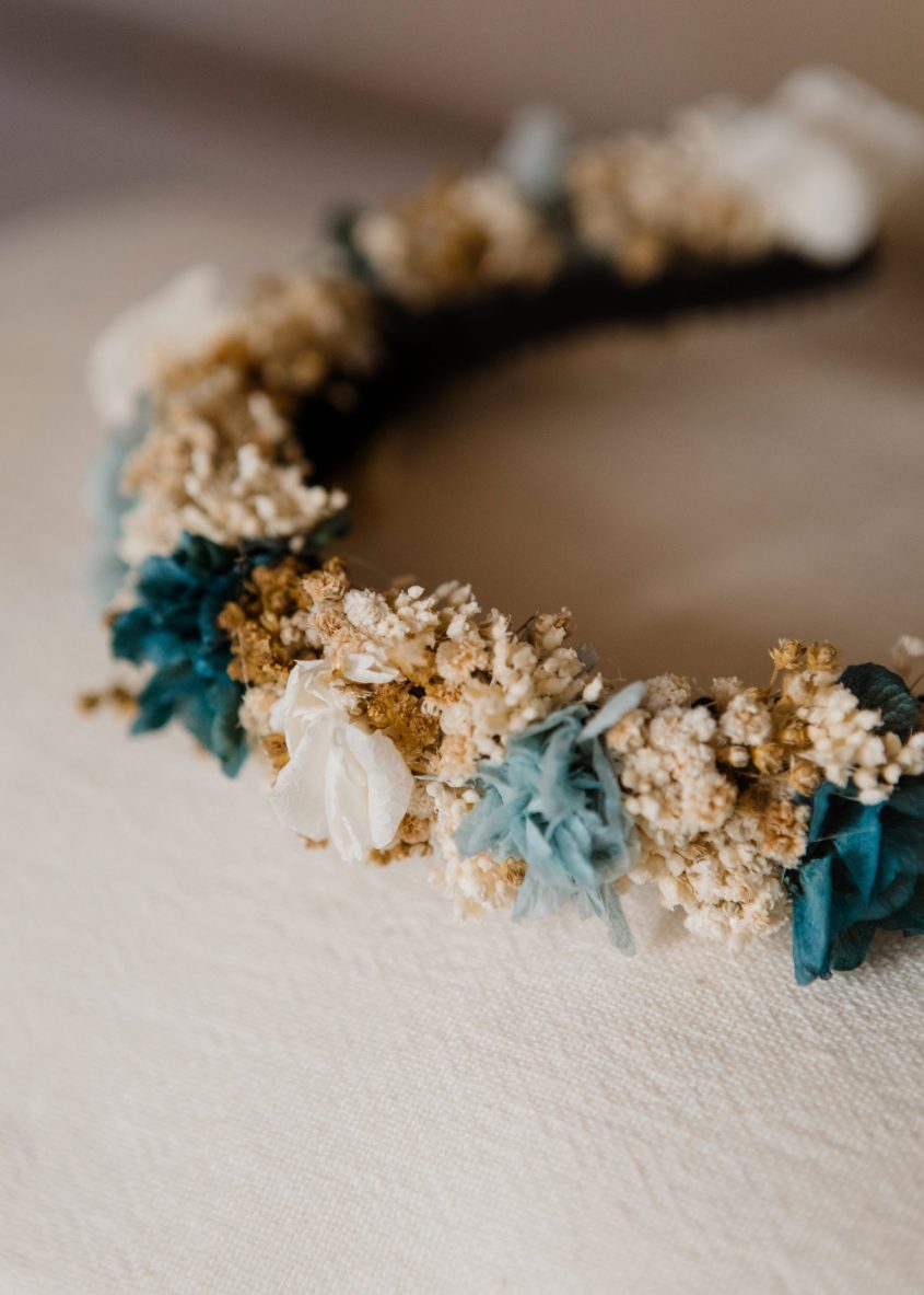 Diadema flores preservadas niña - Romántica - Camomile Bouquet (7)-min