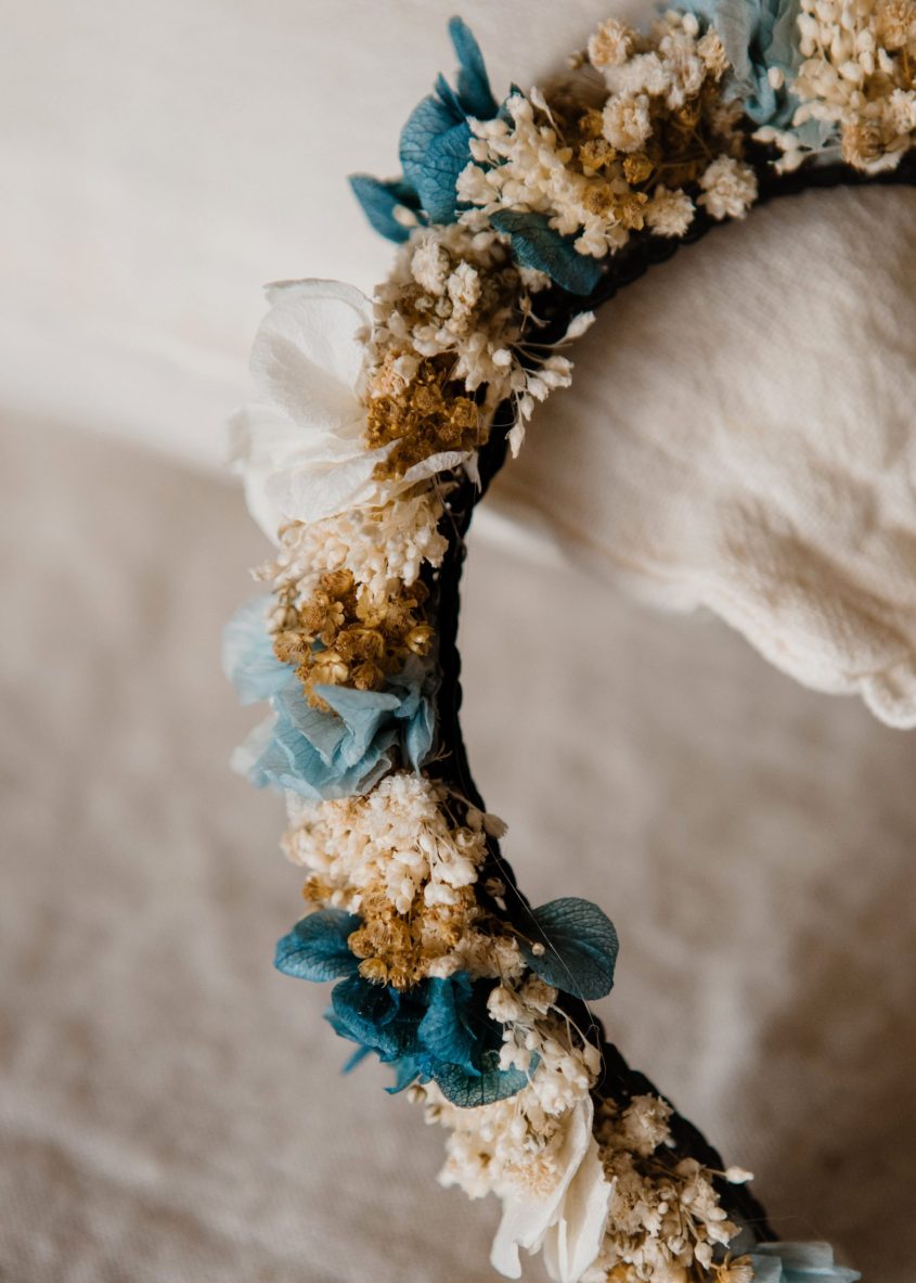 Diadema flores preservadas niña - Romántica - Camomile Bouquet (8)-min