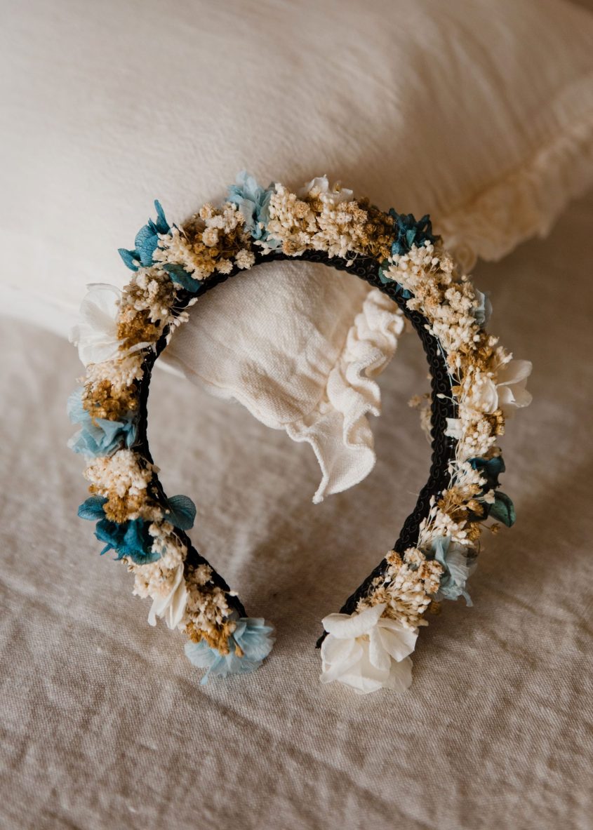 Diadema flores preservadas niña - Romántica - Camomile Bouquet (9)-min