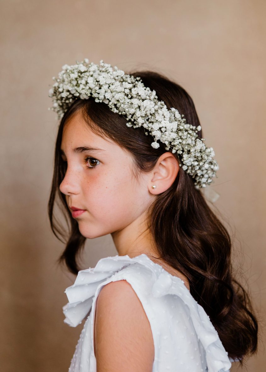 Diadema y corona de paniculata fresca niña - Camomile Bouquet (1)-min