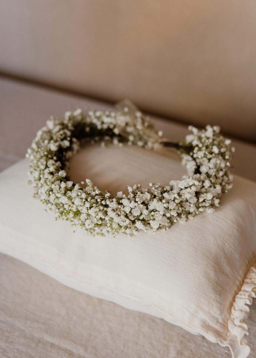 Diadema y corona de paniculata fresca niña - Camomile Bouquet (11)-min