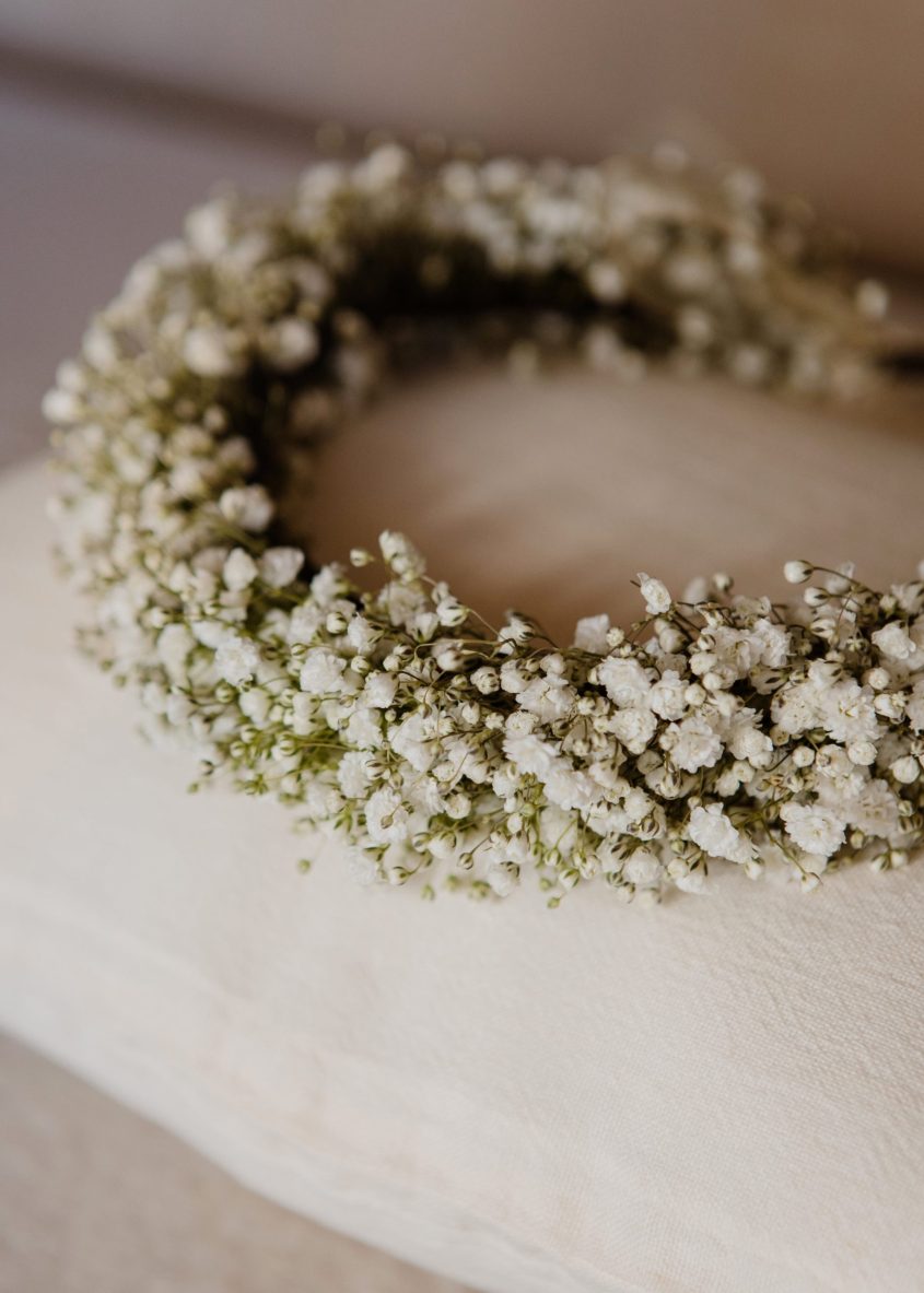 Diadema y corona de paniculata fresca niña - Camomile Bouquet (12)-min