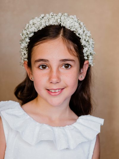 Diadema y corona de paniculata fresca niña - Camomile Bouquet (5)-min