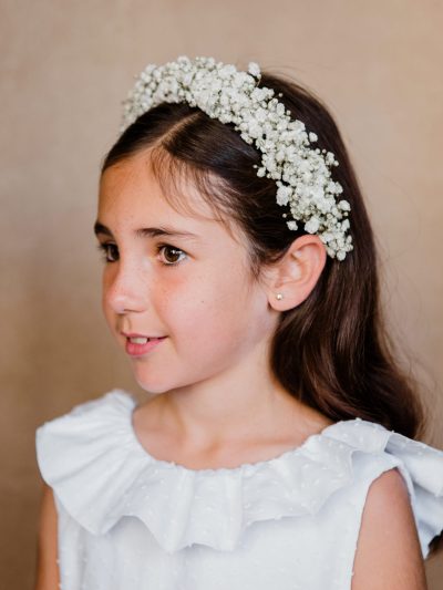 Diadema y corona de paniculata fresca niña - Camomile Bouquet (6)-min