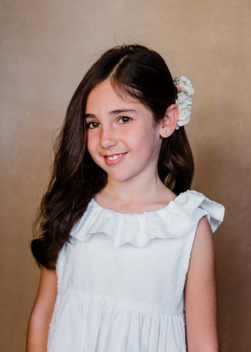 Pasador de flores preservadas niña - Camomile Bouquet (1)-min